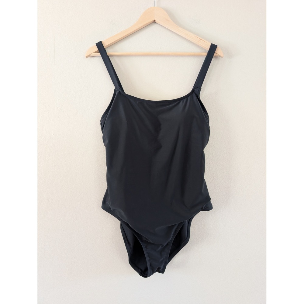Hurley Womens Black One Piece Swimsuit Adjustable Straps Square Neck L Beach
